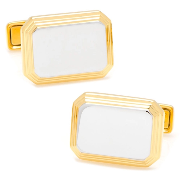 Sterling Silver and Gold Two Tone Rectangular Cufflinks - Image 1