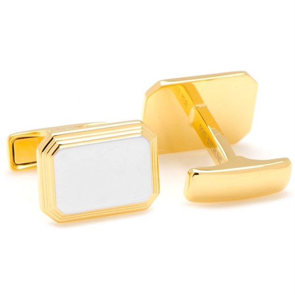 Sterling Silver and Gold Two Tone Rectangular Cufflinks - Image 5