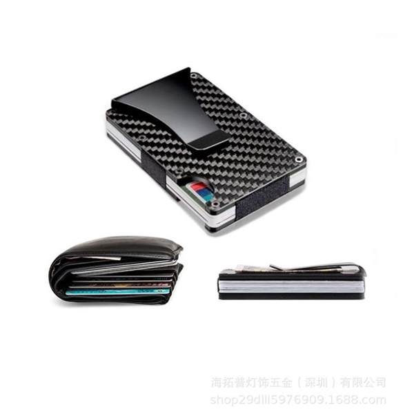 RFID Carbon Fiber Wallet With Metal Money Clip - Image 2