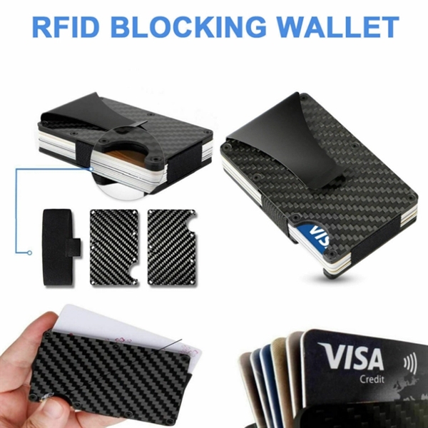 RFID Carbon Fiber Wallet With Metal Money Clip - Image 3