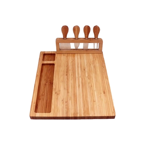 Cheese Plate with Cutter Set  Bamboo Cutting Board - Image 2