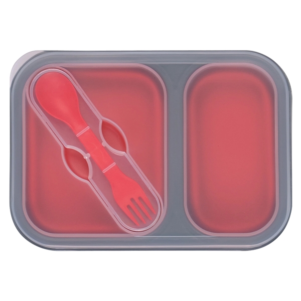 Collapsible 2-Section Food Container with Dual Utensil - Image 9