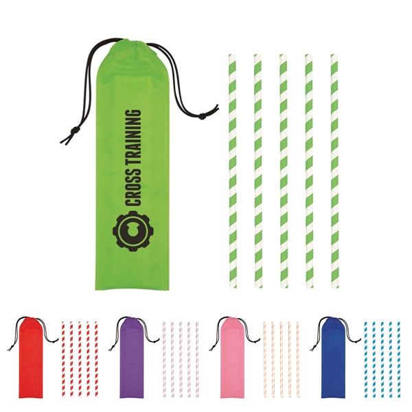 Five-Pack Paper Straws in Portable Pouch