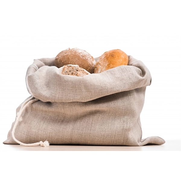 Reusable Drawstring Linen Bread Bag - Image 2