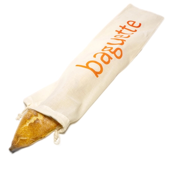 Reusable Drawstring Linen Bread Bag Baguette Bag - Image 2