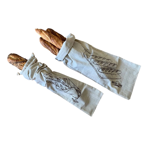 Reusable Drawstring Linen Bread Bag Baguette Bag - Image 4