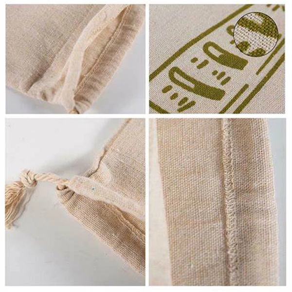 Reusable Drawstring Linen Bread Bag Baguette Bag - Image 6