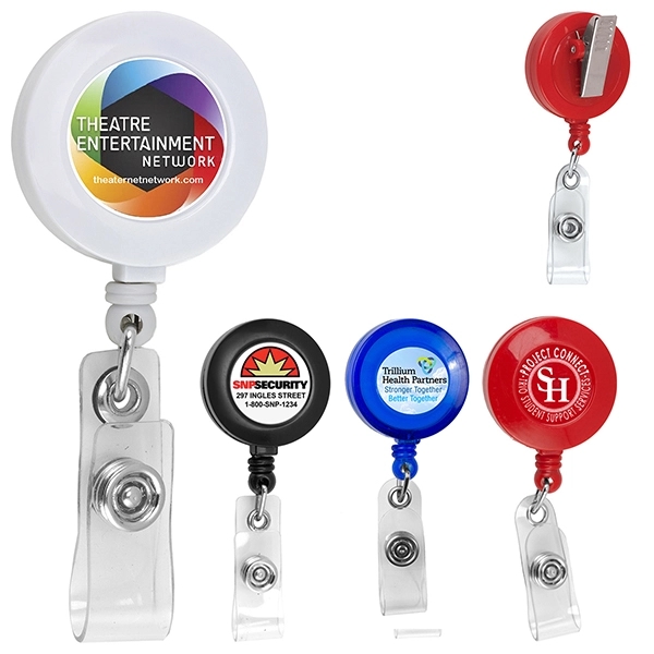 30" Cord Retractable Badge Reel with Rotating Alligator Clip - Image 1