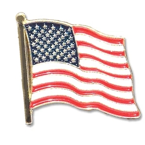 Screen Print American Flag Lapel Pin with Epoxy