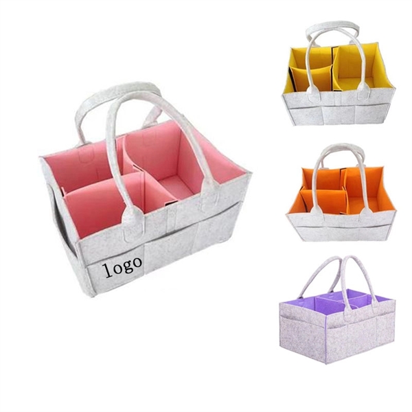 Foldable Felt Storage Basket Collector/Organizer w/Handle - Image 1