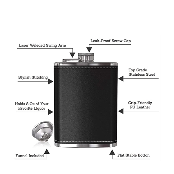 8oz Stainless Steel Flask with Black Wrap - Image 2