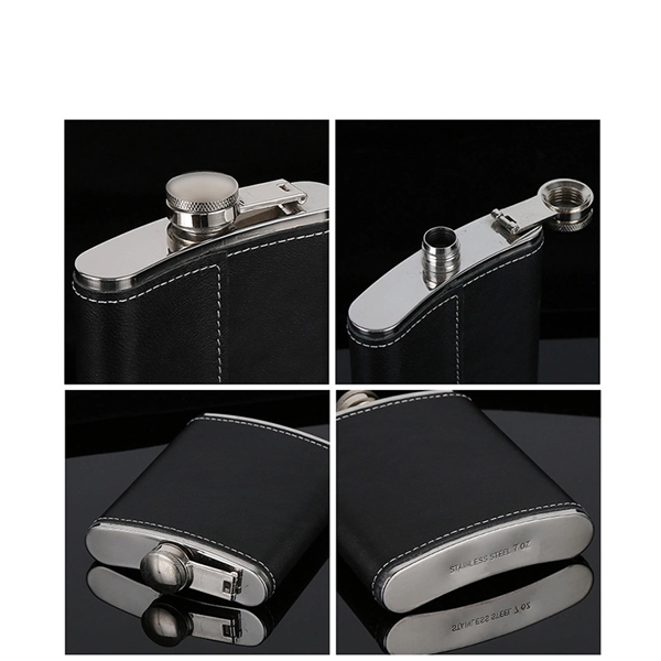 8oz Stainless Steel Flask with Black Wrap - Image 3