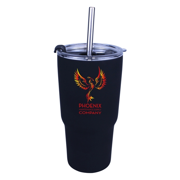 20 oz. Halcyon® Tumbler with Stainless Straw/Flip Top Lid, - Image 3