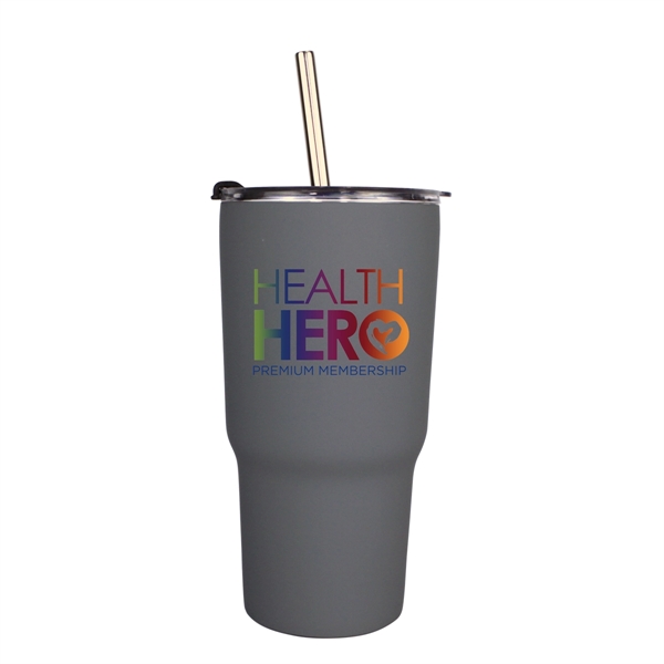 20 oz. Halcyon® Tumbler with Stainless Straw/Flip Top Lid, - Image 4