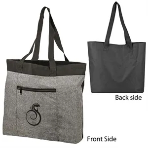Heather Gray Large Tote Bag with Zipper Front Pocket