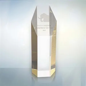 Crystal Beveled Hexagon Tower Award 8"H