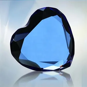 Optical Crystal/Glass Heart Paperweight 3"W