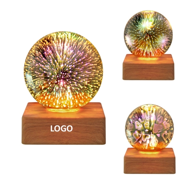 USB Power Fireworks Night Light Crystal Glass Table Lamp