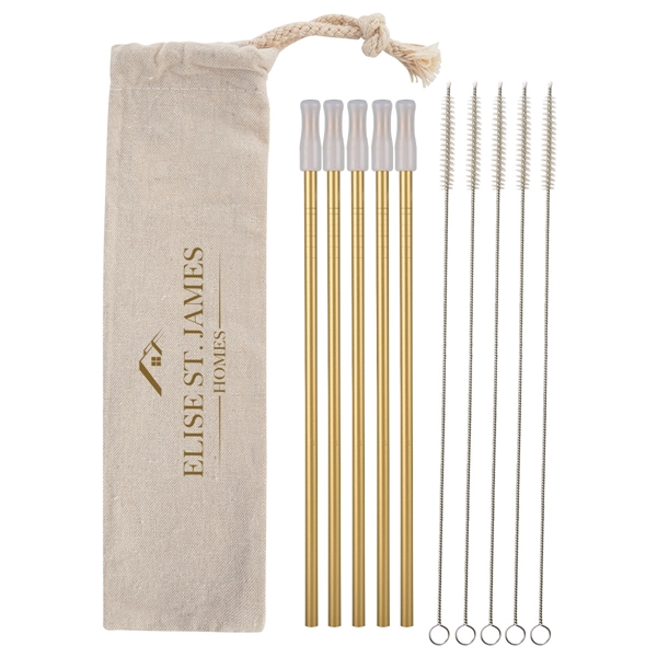 5- Pack Park Avenue Stainless Straw Kit with Cotton Pouch - Image 12