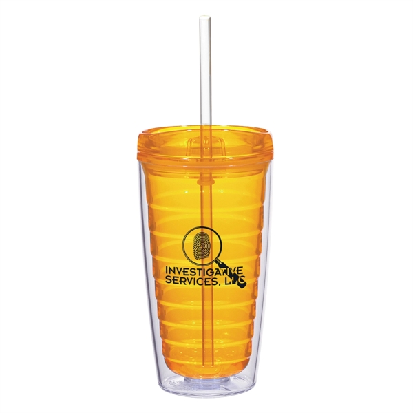 16 Oz. Econo Double Wall Tumbler With Lid And Straw - Image 15