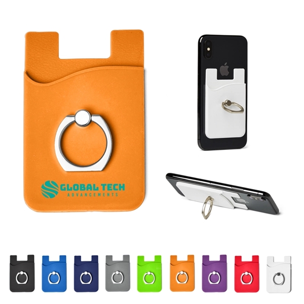 Silicone Card Holder with Metal Ring Phone Stand - Image 1