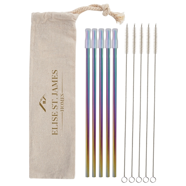 5- Pack Park Avenue Stainless Straw Kit with Cotton Pouch - Image 13