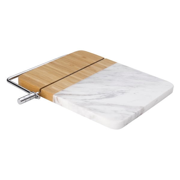 Marble and Bamboo Cheese Cutting Board With Slicer - Image 4