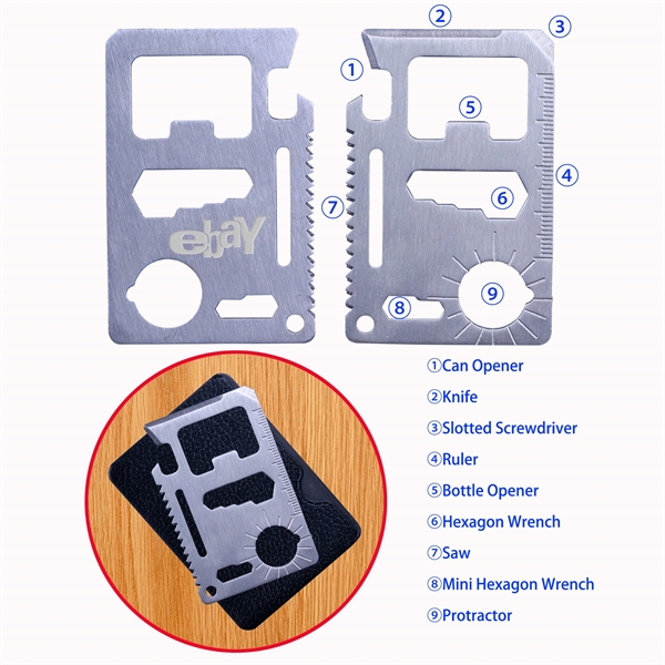 11-Function Survival Pocket Card Tool - Image 1