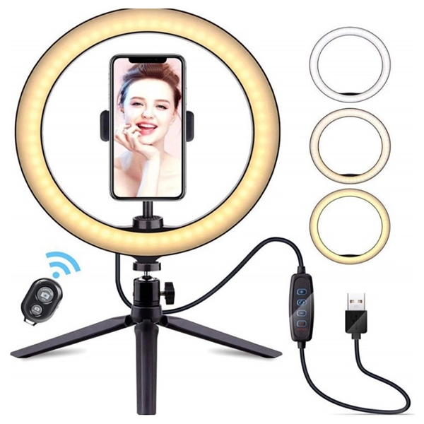 10" Selfie Ring Light With Tripod Stand & Cell Phone Holder - Image 1