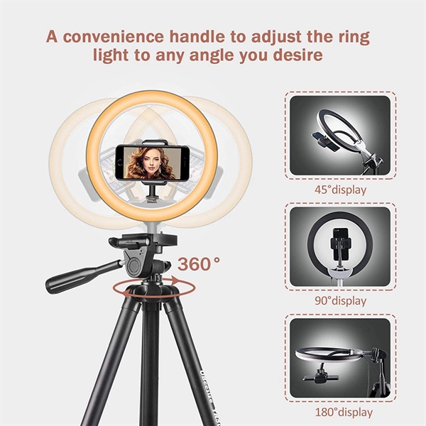 10" Selfie Ring Light With Tripod Stand & Cell Phone Holder - Image 2