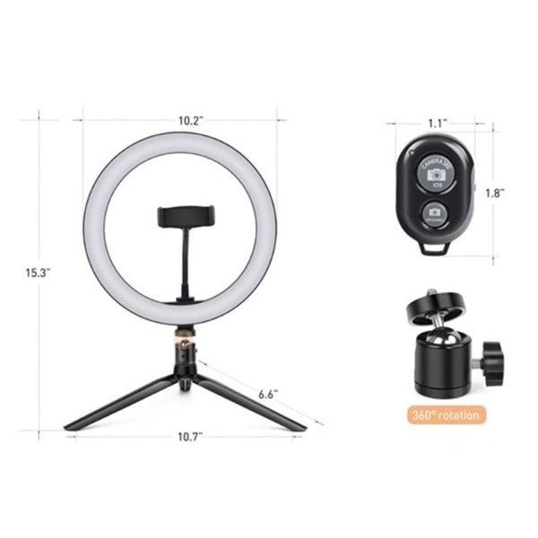 10" Selfie Ring Light With Tripod Stand & Cell Phone Holder - Image 9