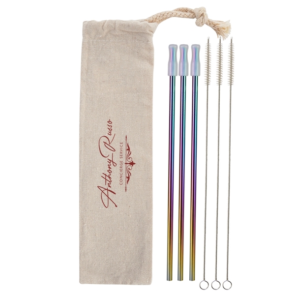 3- Pack Park Avenue Stainless Straw Kit with Cotton Pouch - Image 25