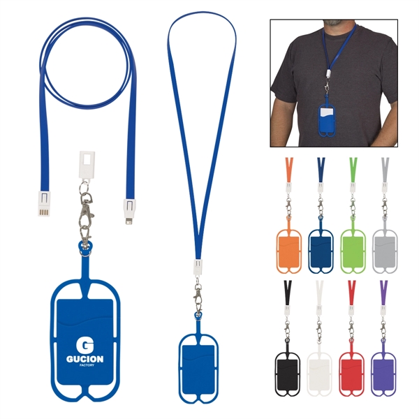 2-In-1 Charging Cable Lanyard With Phone Holder & Wallet - Image 1