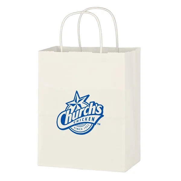 Kraft Paper White Shopping Bag - 8" x 10-1/4" - Image 2