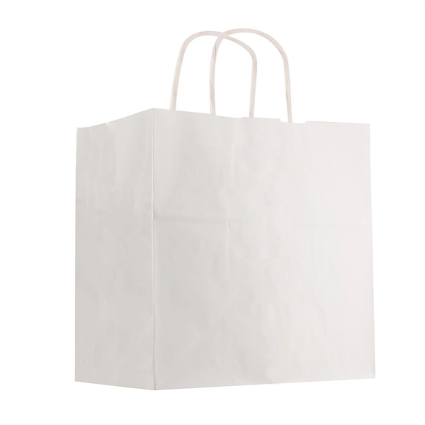 Kraft Paper White Shopping Bag - 10" x 10" - Image 2