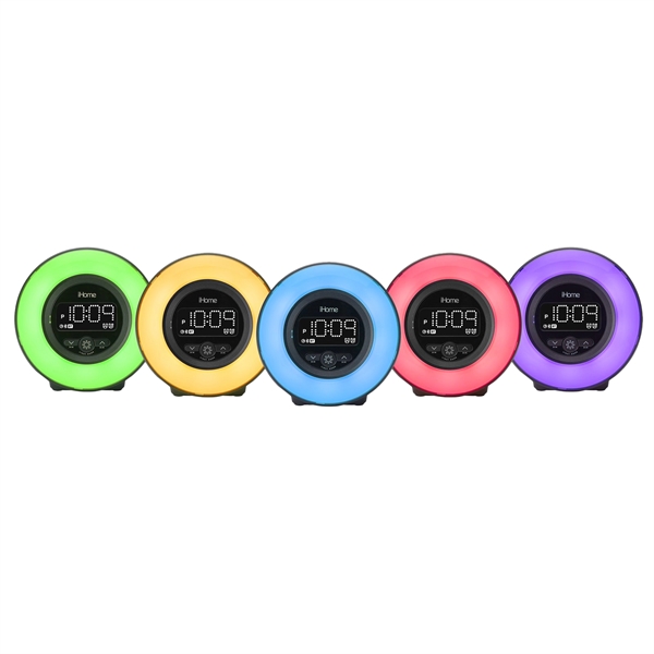 iHome Powerclock Glow Bluetooth Color Changing Alarm Clock - Image 4