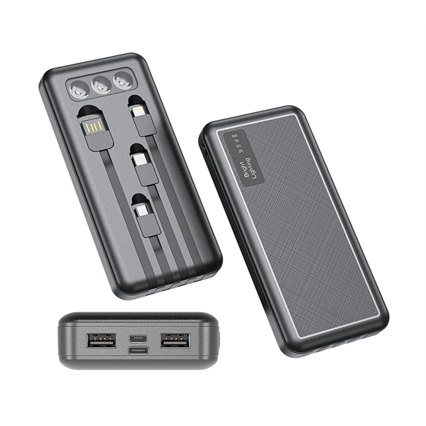 Power Bank with 4 Built-in Cable - 10000 mAh - Image 1