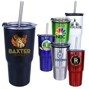 20 oz. Ares Tumbler with Stainless Straw/Flip Top Lid, Full