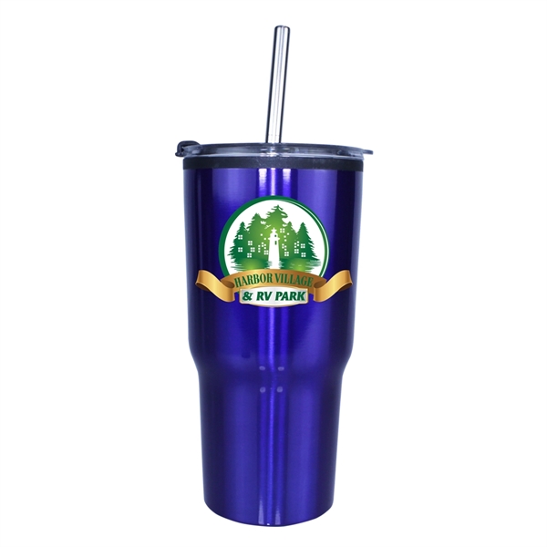 20 oz. Ares Tumbler with Stainless Straw/Flip Top Lid, Full - Image 3