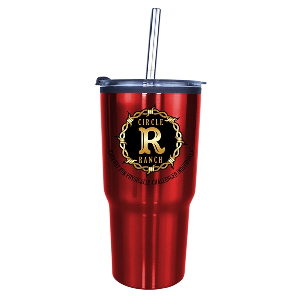 20 oz. Ares Tumbler with Stainless Straw/Flip Top Lid, Full - Image 5