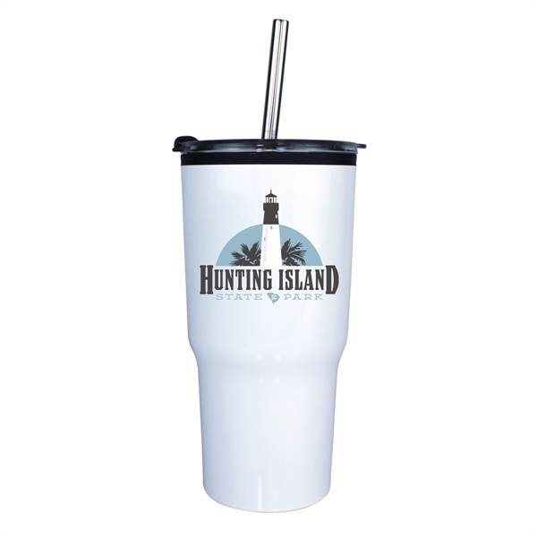 20 oz. Ares Tumbler with Stainless Straw/Flip Top Lid, Full - Image 7