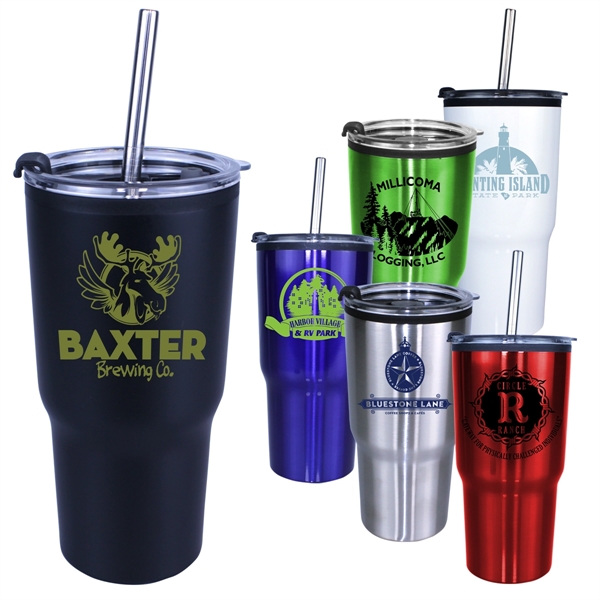 20 oz. Ares Tumbler with Stainless Straw/Flip Top Lid - Image 1