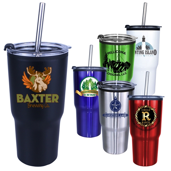 20 oz. Ares Tumbler with Stainless Straw/Flip Top Lid - Image 10