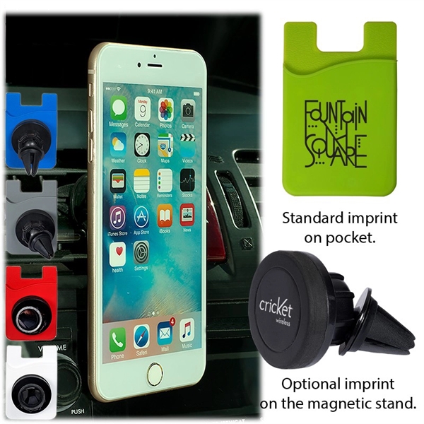 Magnetic Auto Phone Holder with Phone Pocket - Image 1