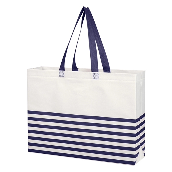 Non-Woven Horizontal Stripe Tote Bag - Image 34