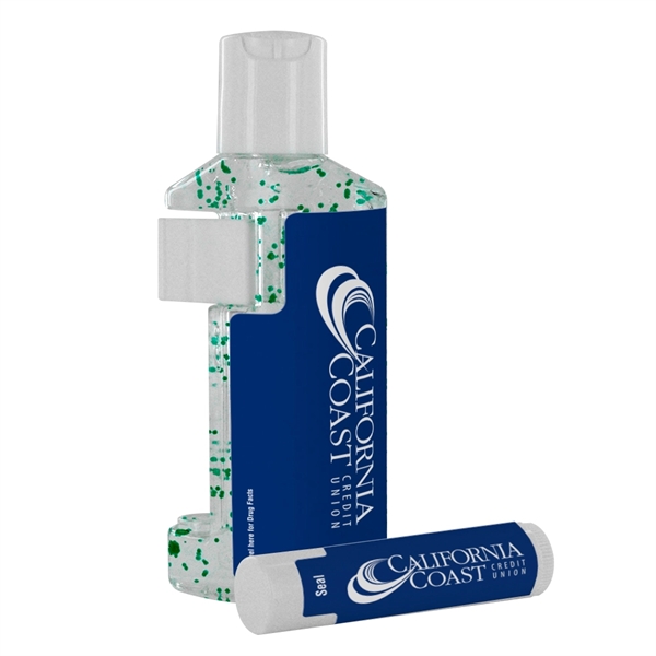2 oz. Beaded Sanitizer Duo Bottle with Lip Moisturizer - Image 3