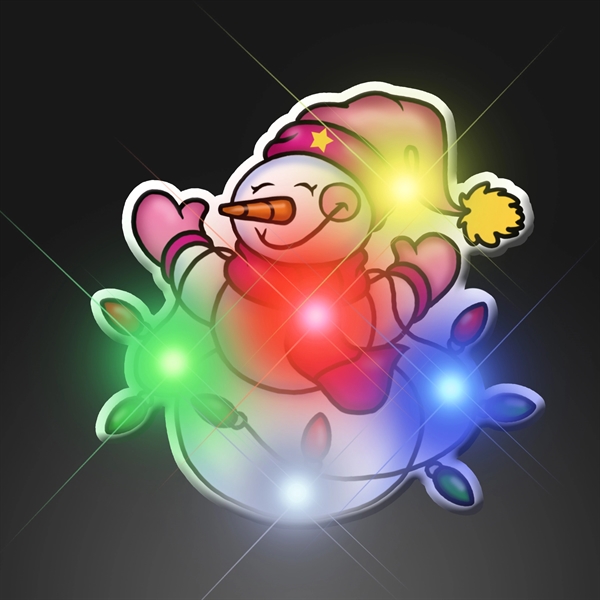 Snowman with Light Strand Flashing Pin