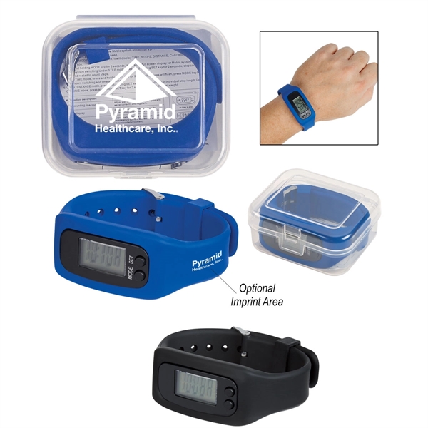 Digital LCD Pedometer Watch In Case - Image 1