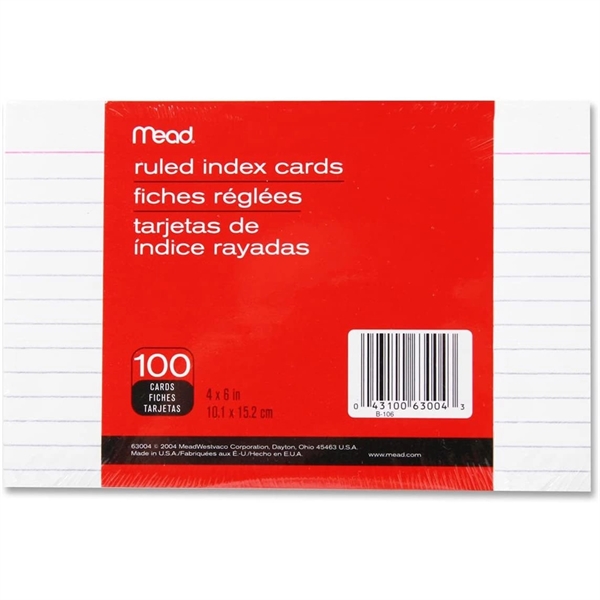 Mead 4x6" Lined Index Cards - 50 Count