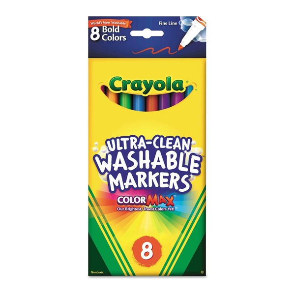 Crayola 8-Count Washable Fine Tip Markers, Classic Colors